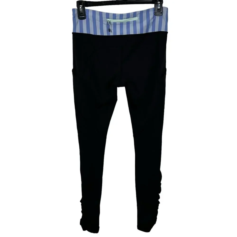 Lululemon Speed Tight Black Leggings Ruched Legs Pockets Size 6